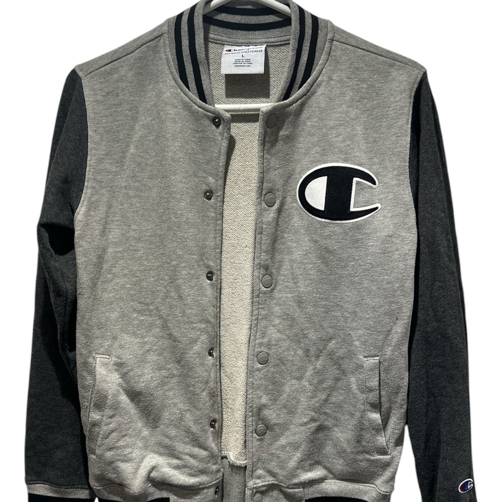 Champion Gray and Black Letterman Jacket size L